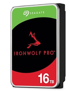 Seagate IronWolf Pro, 16 TB, NAS Internal Hard Drive, CMR 3.5 Inch, SATA 6 Gb/s 7,200 RPM, 256 MB Cache, 3 years Rescue Services, FFP (‎ST16000NE000)